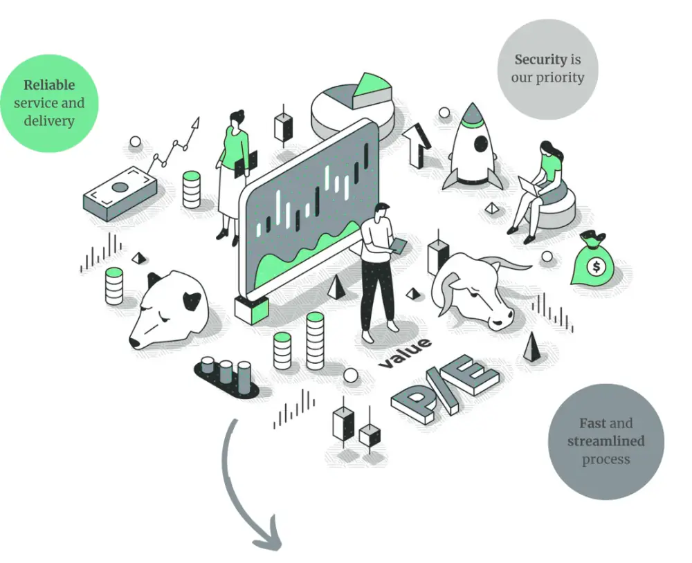 A static image that breaks down the three key values and advantages of Bison Cash.